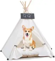 Pet Teepee with Cushion for Dogs and Cats Puppies House with Bed Pet Tent Bed In