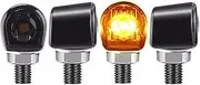 TDR 4pcs Black Motorcycle LED Turn Signal Lights Amber Indicators Mini Blinkers Universal Tinted