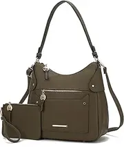 [MKF Collection] Shoulder Bag for Women & Wristlet Pouch, Vegan Leather Handbag Set Top-Handle Tote Handbag Purse