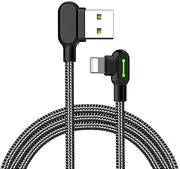 Extra Print USB-A to Lightning Fast Charging Nylon Braided Cable for iPhones with 90-Degree Design - 3m - High Flexibility and Durability - with LED Indicator - USB-A to Lightning Charger Cable