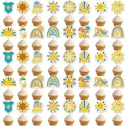 48Pcs Here Comes The Son Cupcake Toppers Here Comes The Son Baby Shower Decorations Sun Cupcake Toppers A Little Sunshine is On The Way Cupcake Topper Sunshine Baby Shower Decorations