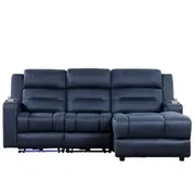 Spielberg 3 Seater Home Theatre Fabric Sofa with Electric Recliner and RHF Chaise - Azure