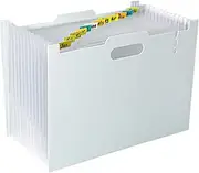 DoocliB A4 Document Folder, Expandable Pockets, Expandable File Folder, 13 Compartments, A4, Accordion Folder, Portable, Sorting Folder for Home or Office Documents (Light Grey)