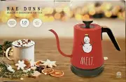 Rae Dunn Melt Snowman Electric Gooseneck Red Tea Kettle Stainless Steel