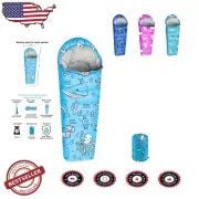 Ocean-Themed Mummy Sleeping Bag for Kids - Lightweight & Durable Adventure Gear
