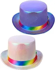 [BESPORTBLE] 2pcs Jazz Hat Dress up Hats Black Hat for Men Mens Fedora Hats Fedoras Party Hats Neon Sparkly Glitter Men Fedora Hats Flat Head Hats Retro Hat Manhattan Wedding Cloth Woman