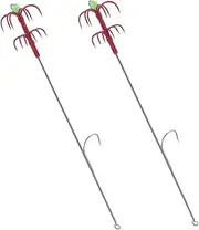 GANAZONO 2Pcs Double Layer Umbrella Fishing Hooks Outdoor Fishing Gear Multi Hook Design for Squid and Octopus Lightweight Portable Fishing Accessories for Freshwater Saltwater