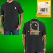 CARHARTT LOOSE FIT HEAVYWEIGHT SHORT-SLEEVE CAMO LOGO GRAPHIC T-SHIRT BLK SMALL