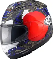 Arai RX-7V Evo Samurai, full face helmet , color: Dark Blue/Gold/Red , size: M