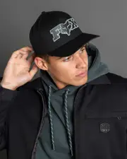 [Fox] Fox Men's Ellipsoid Flexfit Cap in Black/Green Size Small/Medium S/M Black/Green
