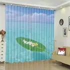 Lotus White Light Sand 3D Curtain Blockout Photo Printing Curtains Drape Fabric