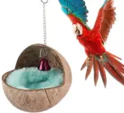 Natural Coconut Shell Bird Nest House Bed with Warm Pad Parrot Parakeet Hamster