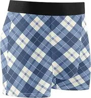 [FRODOTGV] Indigo Buffalo Checks Men Boxer Brief Shorts Workout Underwear for Men Compression Boxer Para Hombre