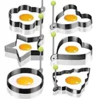Egg Molds Egg Shaper Egg Ring Pancake Maker with Handle-6PCS