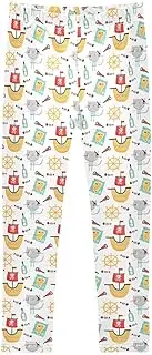 [Joisal] Cute Pirate Cats White Pants Girls, Ideal for Dance Pants Girls, Kid Leggings, 4-10T