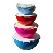 Tupperware Thatsa Bowl 4pc Set New Wonderlier Pink Red Blue Storage Containers