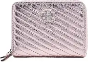 [Tory Burch] Women's Kira Metallic Moto Quilt Small Zip Around Wallet, Sparkle Pink