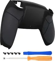 eXtremeRate Black Performance Rubberized Grip Custom Back Bottom Shell Compatible with ps5 Controller, Replacement Back Shell Cover Compatible with ps5 Controller