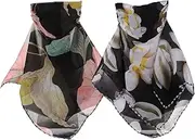 [Yardenfun] 2pcs Sunscreen Scarf Face Scarf Masks Mask Bandana Face Bandana Birthday present Black Chiffon