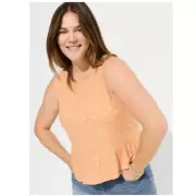 TORRID Texture Knit High Neck Ruffle Crop Top Size 1X Peach Bloom
