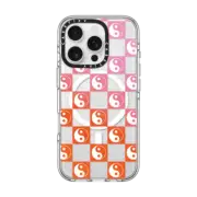 iPhone 16 Pro Clear Case MagSafe Compatible Ying Yang Check Mate - Sunset Gradient