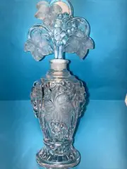 Imperial Glass Grapes, Vine & Leaf Pattern Vintage Perfume Bottle w/ Stopper