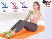 Fitness Elastic Sit Up Pull Rope Abdominal Exerciser Equipment New Four Tubes US