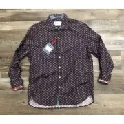 Robert Graham Mens XL Brown & Purple McNair Button Up Shirt New $198 Tags
