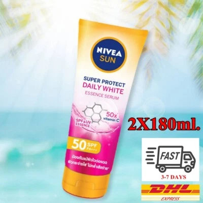 2X NIVEA Sun Super Protect Daily Whitening Body Lotion Essence Serum SPF50 PA++