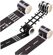 TEHAUX Toy Car Road Tape 4 Rolls Traffic Washi Tape Boys and Girls' Railway Road Stickers