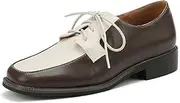 [PARARICA] Two Tone Lace Up Oxfords for Women, Round Toe Low Heel Dress Shoes