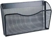 Garende Wall Mounted Mesh File Holder Newspaper A4 Information Rack Display Rack Metal Office Home Shelf Wall Mounted Bookshelf, Black