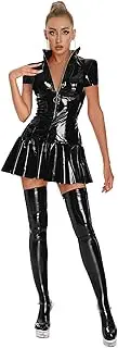 [Generic] Women's Exotic Lingerie Sets Sexy Leather Skirt Set Mini Skirt Lingerie with Stocking Evening Clubwear Party Costumes