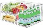 4-Pack Clear Fridge Organizer Bins with Pull-Out Drawer-1 Large, 1 Tall, 2 Small