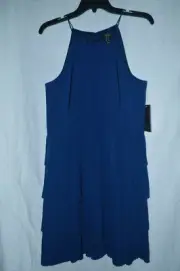Aidan by Aidan Mattox Women's Navy Tiered Pleated Cocktail Dress SZ12 - NWT