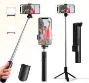 Selfie Stick, 40 in Retractable Phone Tripod with Wireless Remote Black