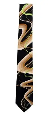 Men's Jerry Garcia Designer Necktie Black Brown - NWT