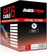 Plenum CAT 6 Ethernet Cable 1000ft Indoor Easy Pull Box 10Gbps Premium Quality CMP High-Speed Bulk CAT6 Cable 1000ft Shielded Copper Clad Aluminum (CCA) 23AWG 550MHz 1000FT CAT 6 Cable - Blue