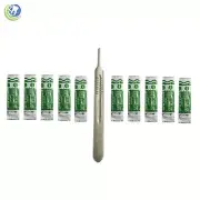 10 Scalpel Blades #11 & #3 Metal Handle for Dermaplaning Dental Medical Crafts