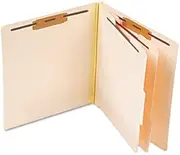 Pendaflexamp;reg; - Manila Pressboard End Tab Classification Folders, Letter, Six-Section, 10/Box - Sold As 1 Box - Two dividers with 1amp;quot; Capacity Fasteners on Both Sides.