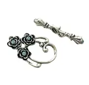 Light Blue Cluster Flower 28mm Crystal Rhinestone Bead Toggle Clasp Set Findings