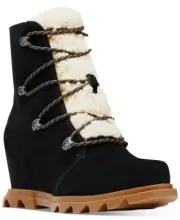 NIB SOREL Women's Joan of Arctic Wedge II Lace Cozy Boots in Black