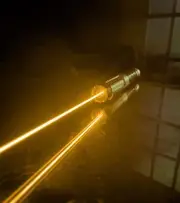 Brass 591nm Golden Yellow Laser Pointer Pen SOS Wicked Lasers+5X Caps