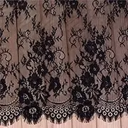 3 Yards French Eyelash Lace Fabric Floral Embroidered Lace Fabric for Clothes Wedding Dress Sewing Home Decor (59" W x 3 Yards, Black)