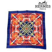 Unused Hermes Scarf Carr 90 Golden Spur Pellier 152