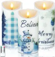 3 Pcs Christmas Flameless Candles Christmas LED Candles Xmas Battery Operated Ca