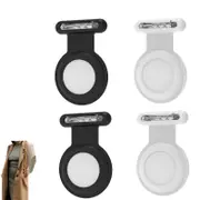4pcs Holder Case Compatible for Airtag Tracker AirTag Case with Brooch Clip for Clothes Kids-Black and White