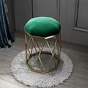 Stylish and Modern Luxury Velvet Makeup Vanity Stool with Metal Legs Elegant Round Dressing Table Chair for B Living Room Fitting Room Beauty Store Brown(Green,Leather)