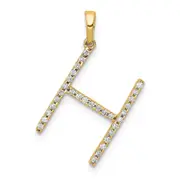 14K Yellow Gold Real Diamond Letter H Initial Pendant