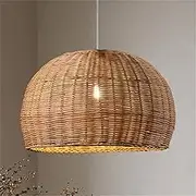 Modern Rustic Wicker Basket Chandelier Bedroom Hand Woven Rattan Lampshade Hanging Lamp for Dining Room, Kitchen, Living Room, Ceiling Pendant Light Fixtures Vintage Home Decor Lighting